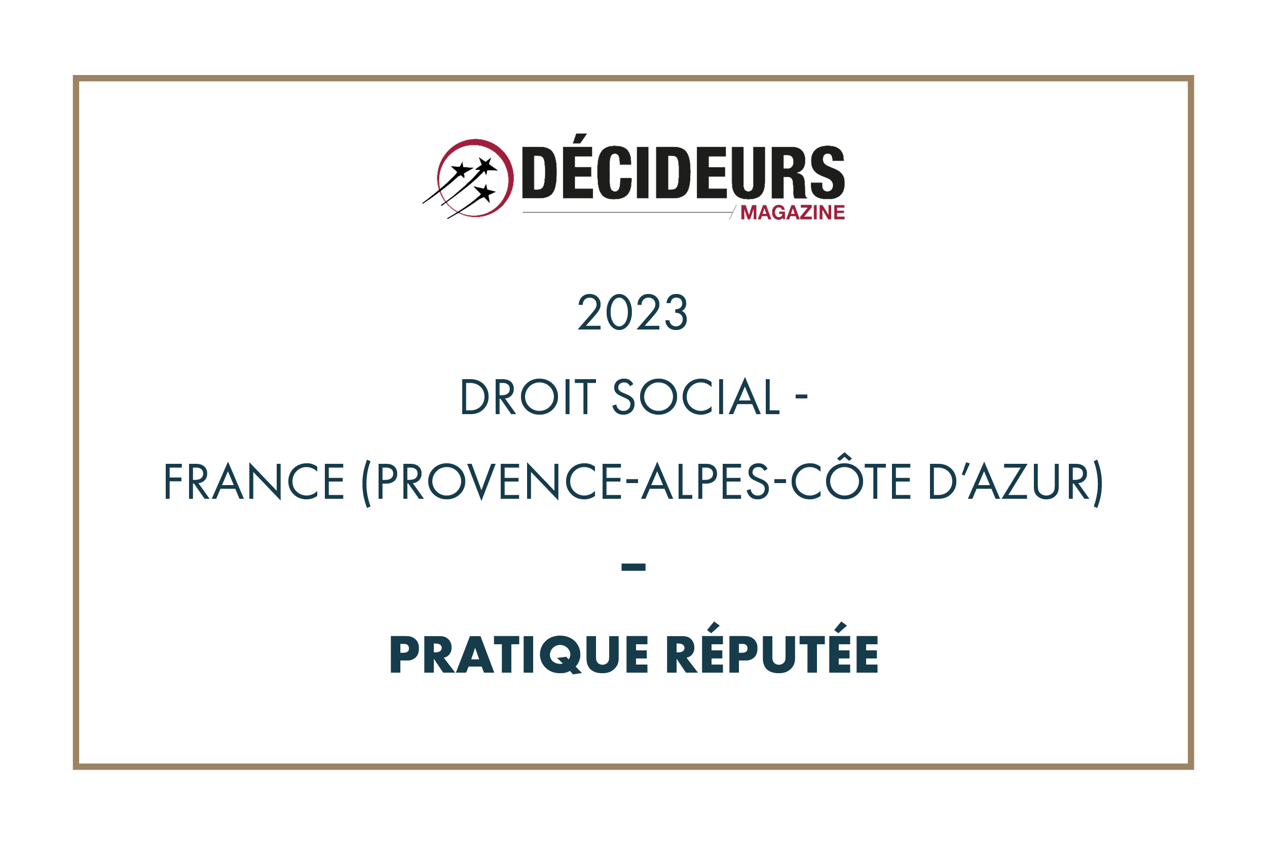 Décideurs Magazine 2023 – Droit social – France (Provence-Alpes-Côte d’Azur)